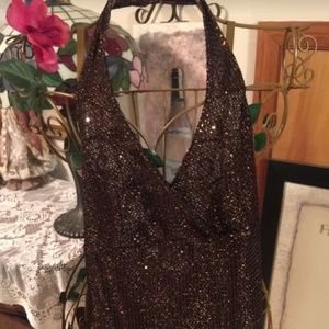 Sequin copper halter  top misses shirt